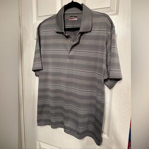 Grand Slam Performance Golf Polo Shirt Mens XL  Grey White Striped Polyester